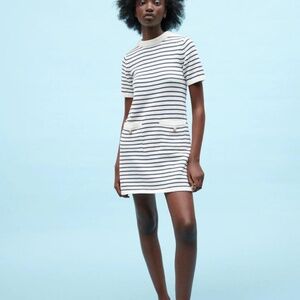 Zara Sweater Dress in Black & White Stripes - Size M